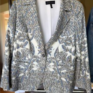 Escada Women's Textured Blue and Cream Blazer